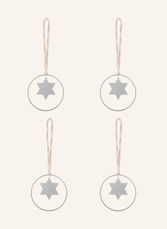 blomus 4er-Set Dekoanhänger KITAI SILBER