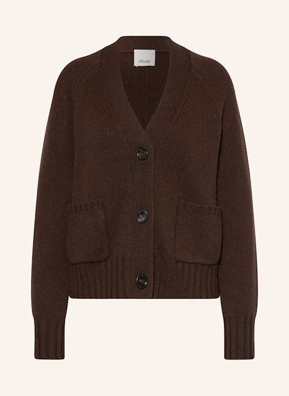 ALLUDE Kardigan z dodatkiem kaszmiru CIEMNOBRĄZOWY