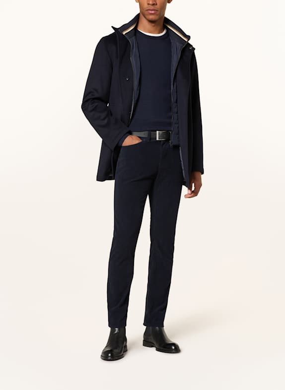 BOSS Pantaloni din velur DELAWARE Slim Fit ALBASTRU ÎNCHIS