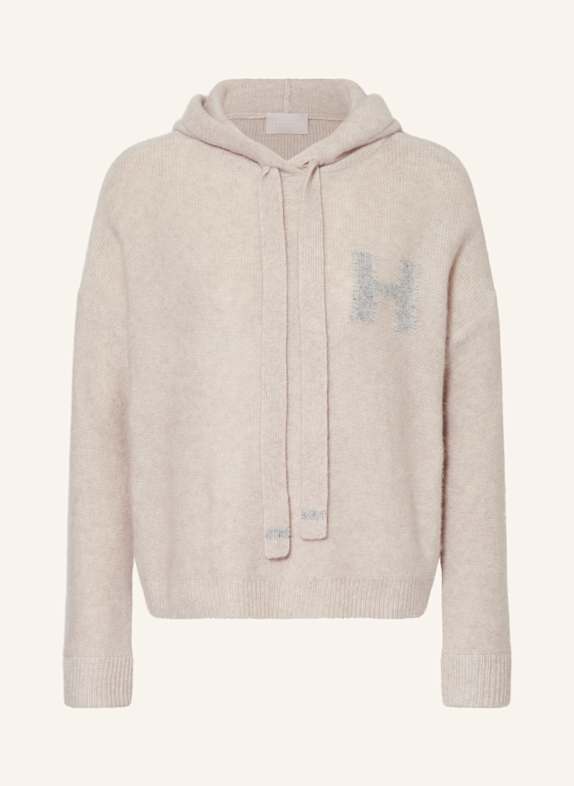 HEMISPHERE Knit hoodie with cashmere SILVER / BEIGE / LIGHT GRAY