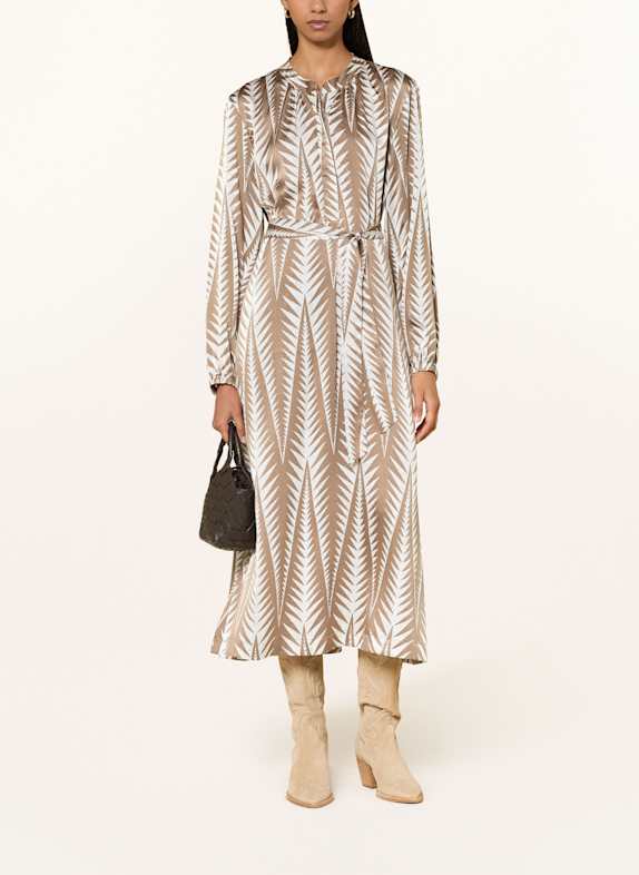 HEMISPHERE Seidenkleid WEISS / GOLD / BRAUN