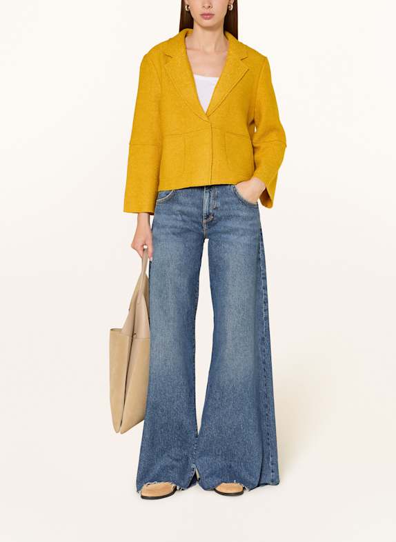 Betty Barclay Bouclé blazer met 3/4 mouwen DONKERGEEL