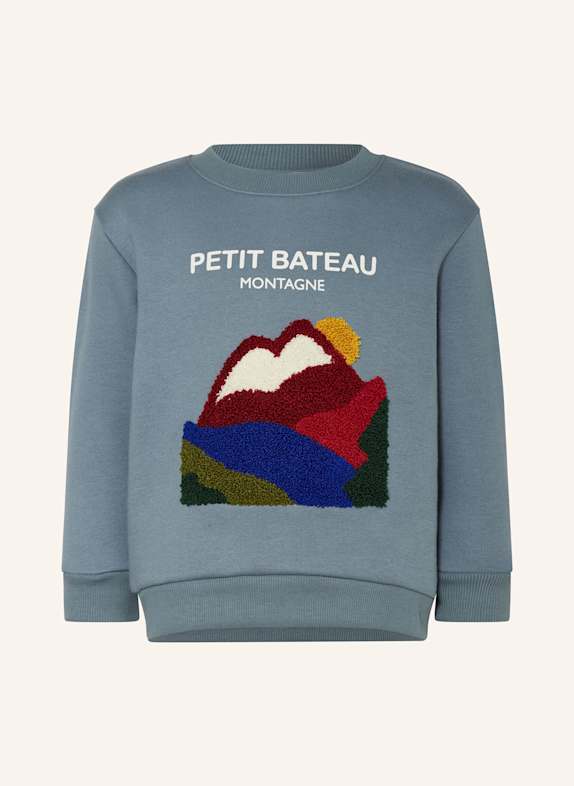 PETIT BATEAU Mikina ČERNOŠEDÁ / TMAVĚ ČERVENÁ / MODRÁ