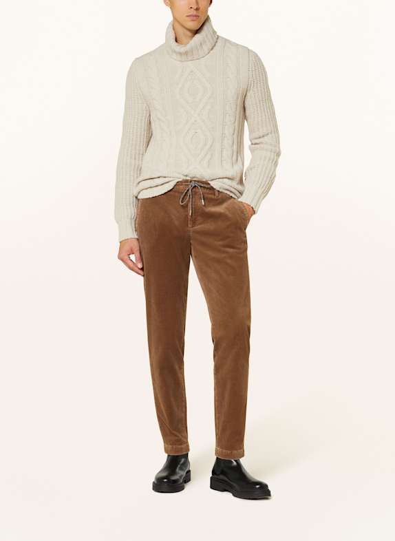 ALBERTO Corduroybroek JUMP in joggingstijl Slim Fit LICHTBRUIN