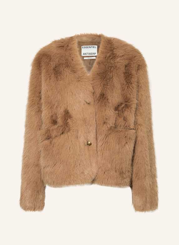 ESSENTIEL ANTWERP Kunstfell-Jacke BEIGE