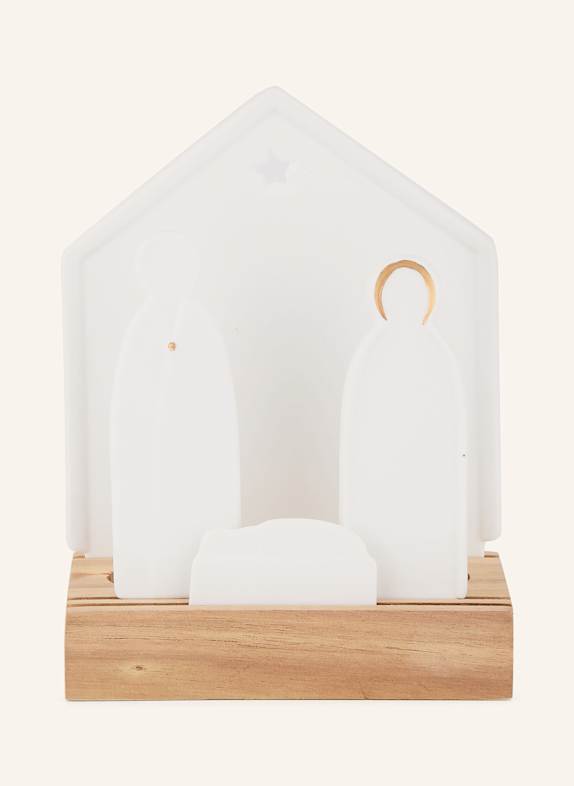 RÄDER Teelichthalter KLEINE KRIPPE mit Dekofigur WEISS / BRAUN