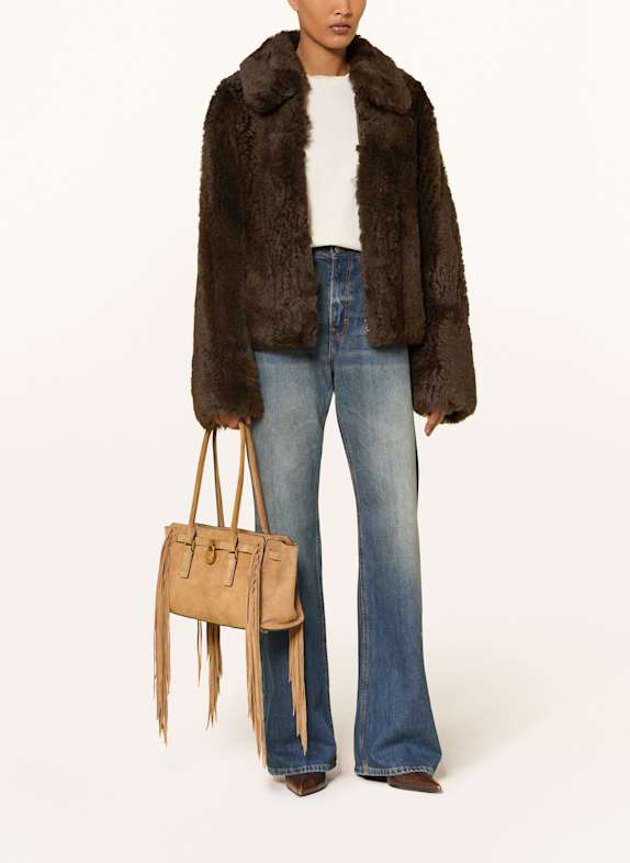 STAND STUDIO Kurtka skórzana KENZIA CIEMNOBRĄZOWY