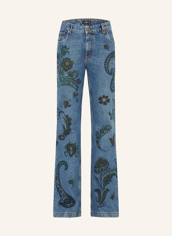 ETRO Jeansy flare S9880 
MULTICOLOUR ON BLUE BASE