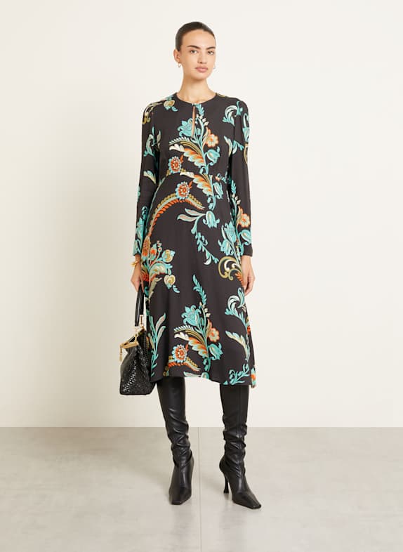 ETRO Kleid SCHWARZ / TÜRKIS / ORANGE