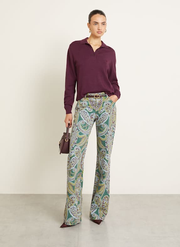 ETRO Flared leg jeans X0890 Print on Green Base