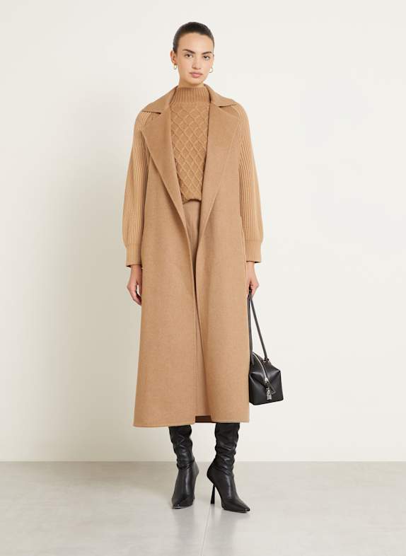 Max Mara Kamelhaar-Mantel BERARD im Materialmix CAMEL