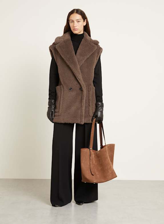 Max Mara Kunstfell-Weste BORMIDA mit Alpaka BRAUN