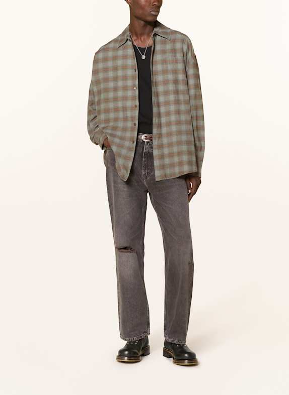 OUR LEGACY Hemd BORROWED Oversized Fit GRÜN / GRAU / BRAUN