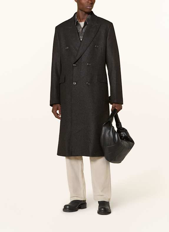 OUR LEGACY Vlněný kabát TMAVĚ ŠEDÁ