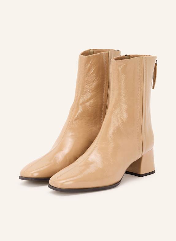 UNISA LUCAS patent ankle boots BEIGE
