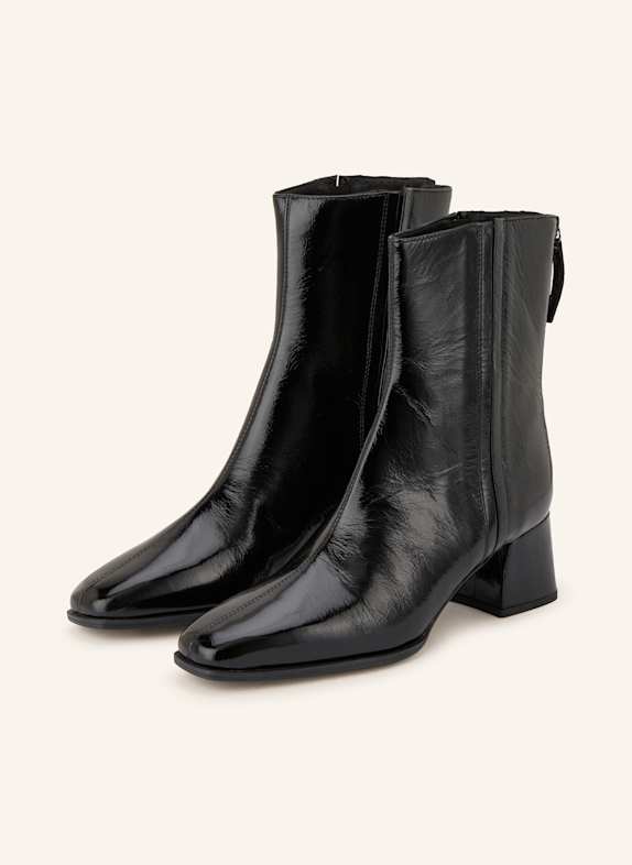 UNISA LUCAS patent ankle boots BLACK