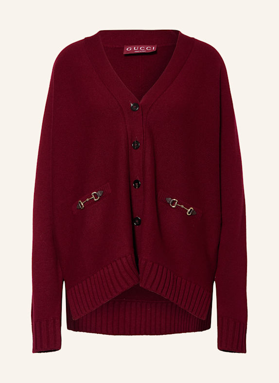 GUCCI Strickjacke mit Cashmere DUNKELROT