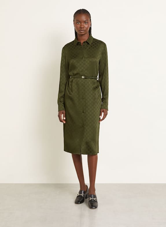 GUCCI Shirt dress in satin DARK GREEN
