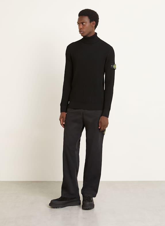 STONE ISLAND Rollkragenpullover SCHWARZ