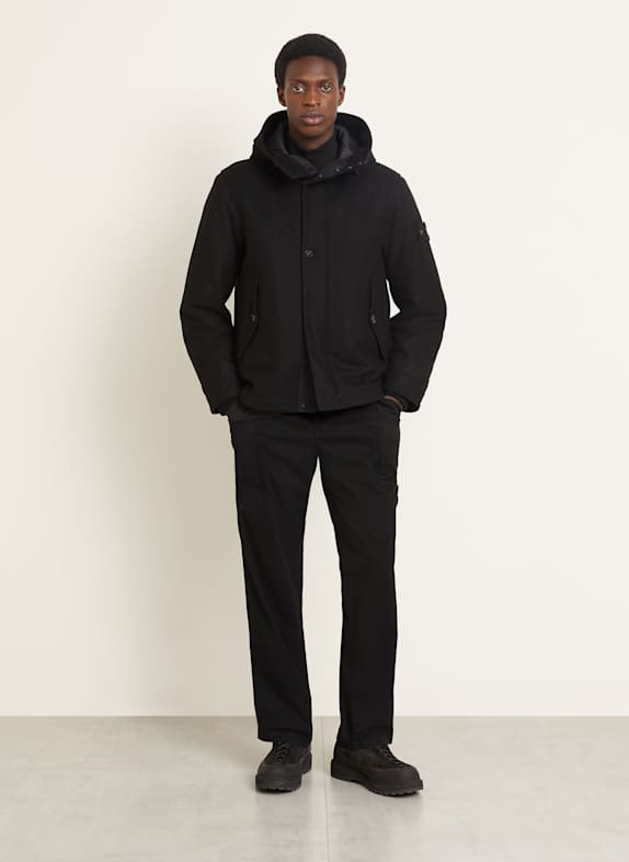 STONE ISLAND Flanellen jas GHOST ZWART