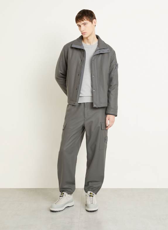 STONE ISLAND Bojówki GHOST z flaneli SZARY