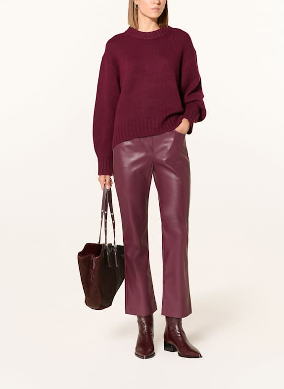 monari Hose in Lederoptik DUNKELROT