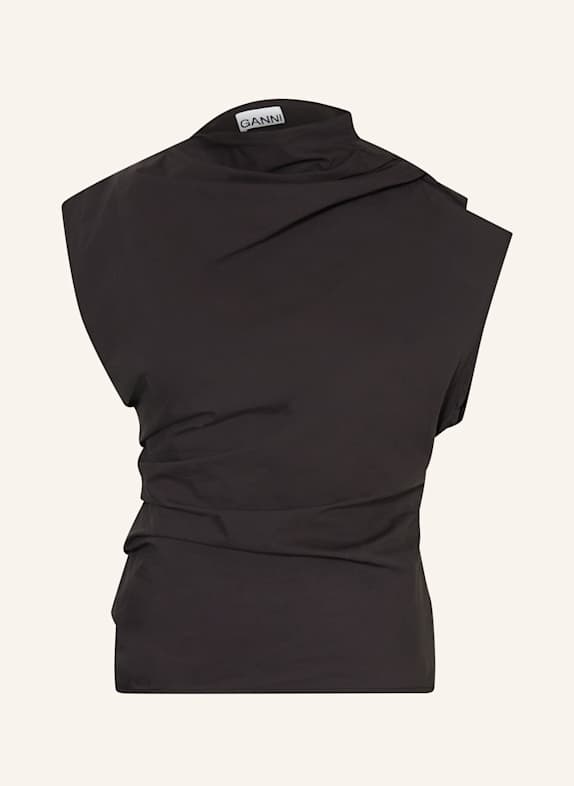 GANNI Top mit Cut-out SCHWARZ