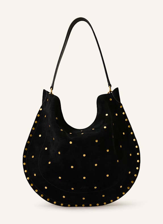 ISABEL MARANT Schultertasche OSKAN mit Pouch und Nieten SCHWARZ / GOLD
