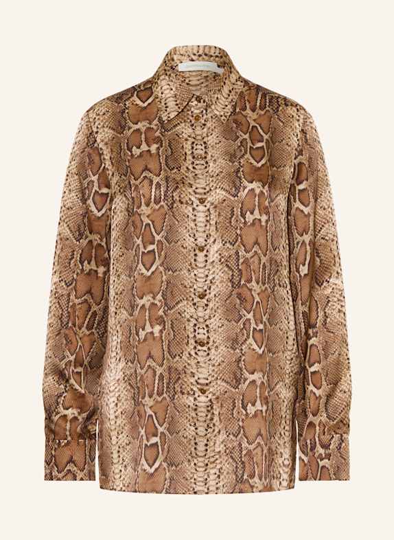 ZIMMERMANN Hemdbluse HYPNOTIC aus Seide BEIGE / BRAUN / DUNKELBRAUN