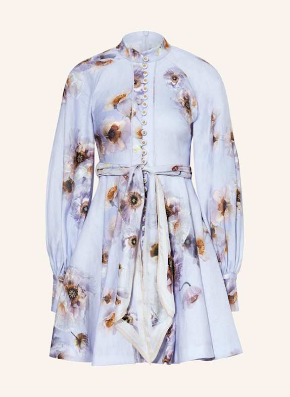ZIMMERMANN Cocktailkleid HYPNOTIC aus Leinen HELLLILA / BRAUN