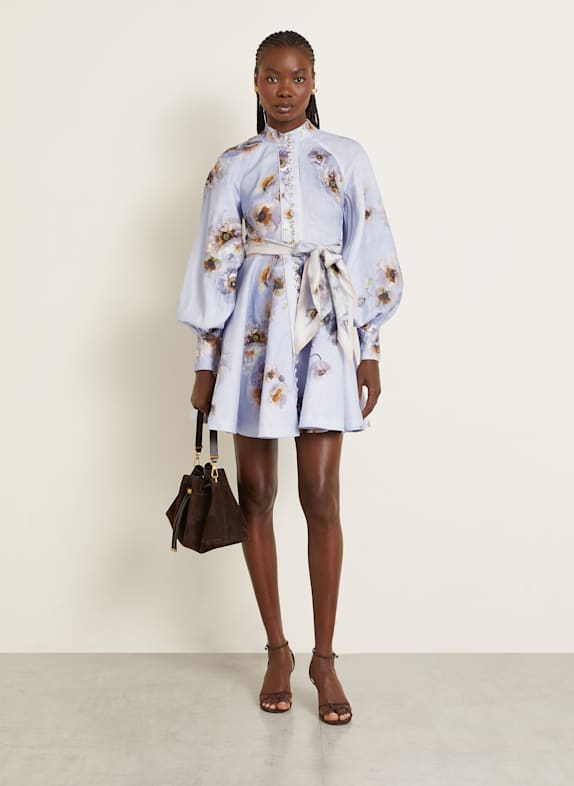 ZIMMERMANN Cocktail dress HYPNOTIC made of linen LIGHT PURPLE/ BROWN