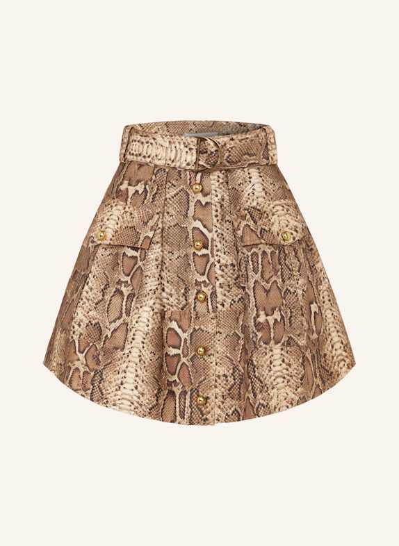 ZIMMERMANN Cargorock HYPNOTIC mit Seide BEIGE / HELLBRAUN / DUNKELBRAUN