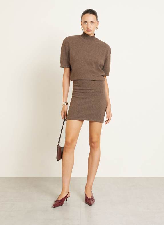 JACQUEMUS Knit dress LA ROBE MAILLE CASTAGNA BROWN