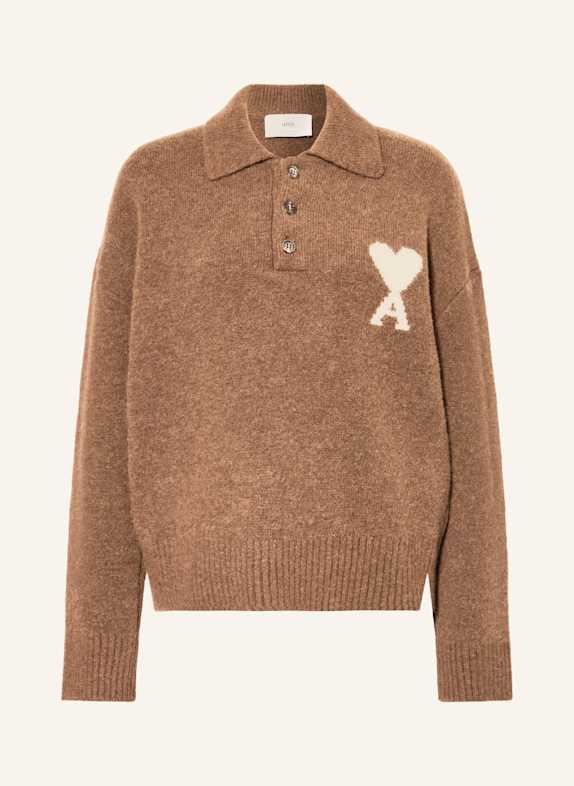 AMI PARIS Pullover mit Alpaka HELLBRAUN
