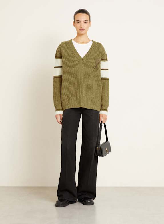AMI PARIS Sweater ECRU / KHAKI / OLIVE