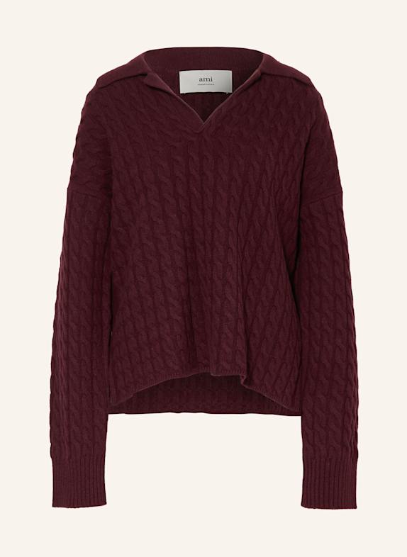 AMI PARIS Strick-Poloshirt MATIS DUNKELROT