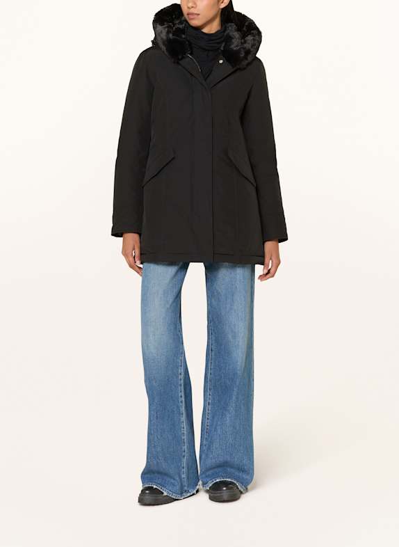 WOOLRICH Daunenjacke BEAKER mit Kunstpelz SCHWARZ