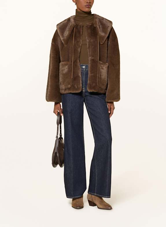 BY MALENE BIRGER Kunstpelz-Jacke JACQUIE mit abnehmbarem Kragen BRAUN