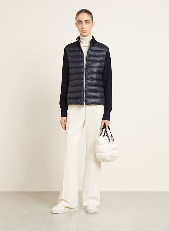 MONCLER Daunenjacke im Materialmix DUNKELBLAU