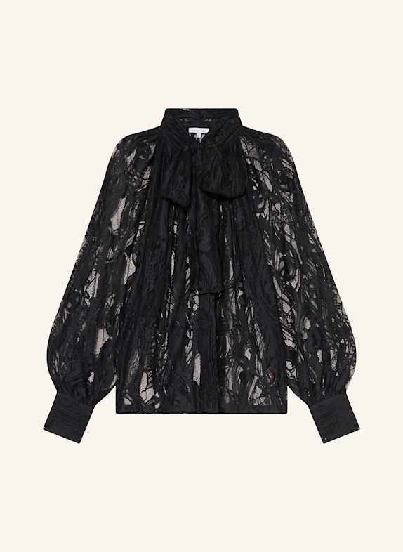 MRS & HUGS Schluppenbluse aus Lochspitze SCHWARZ