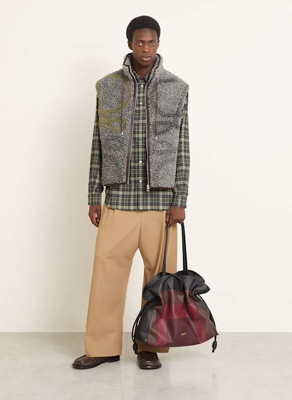 LOEWE Gilet en fourrure synthétique GRIS / BLANC / VERT CLAIR