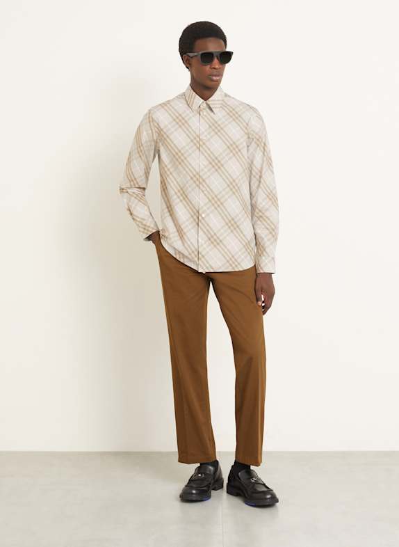 BURBERRY Overhemd ROBERT Comfort Fit BEIGE / LICHTBRUIN / WIT