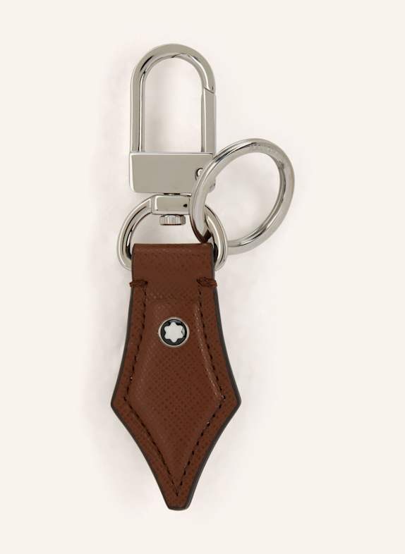 MONTBLANC Přívěsek na tašku SARTORIAL z kůže saffiano HNĚDÁ