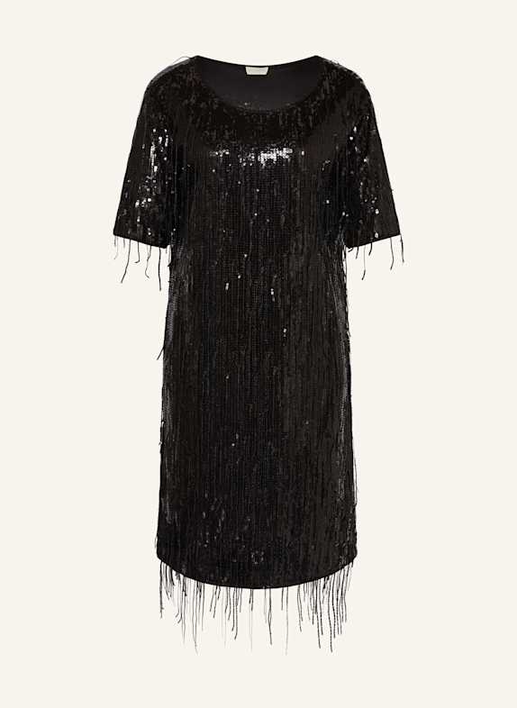 MILANO ITALY Kleid mit Fransen und Pailletten SCHWARZ
