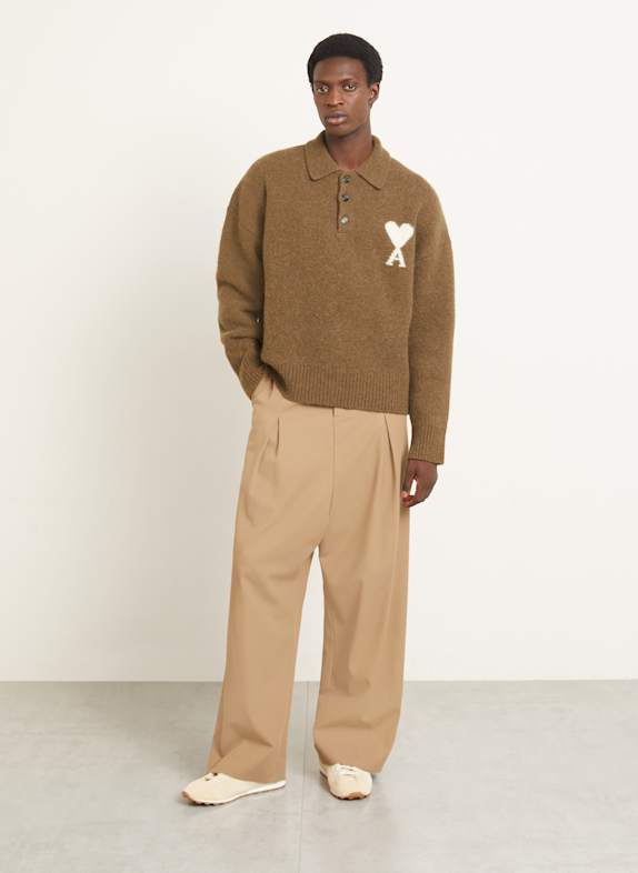 AMI PARIS Sweater med alpaka BRUN