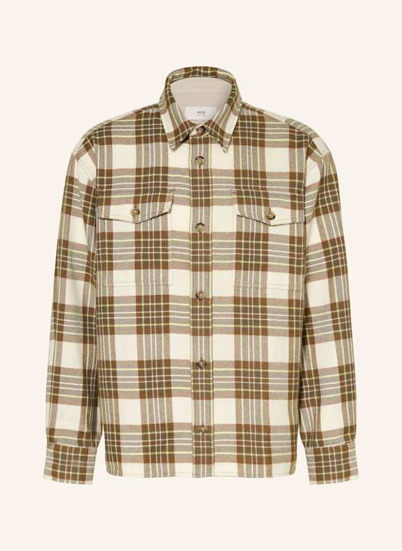 AMI PARIS Flanell-Overshirt HELLGELB / BRAUN / GRÜN