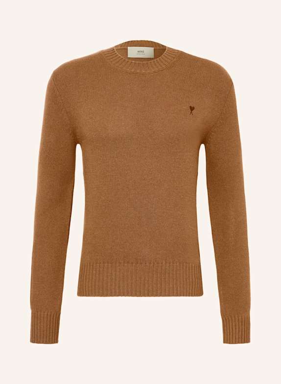 AMI PARIS Cashmere-Pullover DUNKELORANGE / DUNKELGRÜN / BRAUN