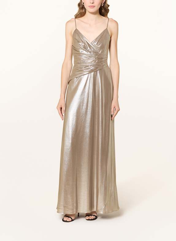 LAUREN RALPH LAUREN Abendkleid mit Glitzergarn TAUPE