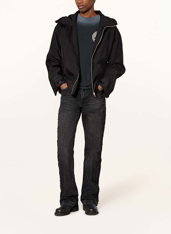 rough. Wide Leg Jeans AMITY Regular Fit black washed