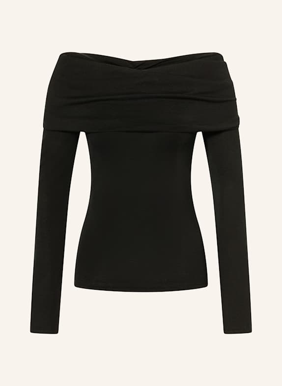 ALMADA LABEL CARA off-shoulder sweater with silk BLACK
